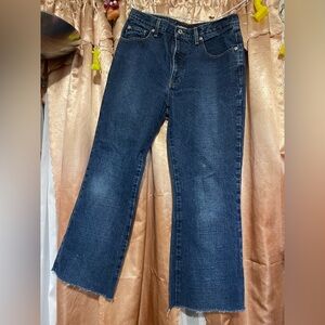 Express Women’s High Waisted Raw Hem Extreme Flare Jeans